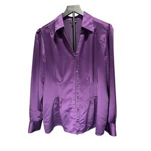 East 5th Purple V-neck Long Sleeve Button Up Blouse Size XL